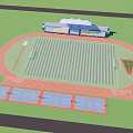 Soccer Field With Running Track Stadium Stands And Basketball Courts