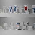 Decorative Dining Chairs With Red Blue Bows And White Chair Covers Design