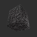 Abstract Black Urban Architecture Cube With Intricate Building Module Design