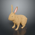 Brown Stuffed Rabbit Toy With Pink Inner Ears And Soft Plush Texture 3d model