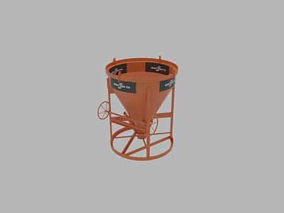 Industrial Orange Concrete Mixer With Steel Frame And Wheels For Construction Use 3d model