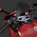 Red Sporty Motorcycles With Sleek Design And Black Wheels From Two Angles