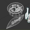 Elegant Brown Decorative Furniture Pieces With Shells Stones Boat Shaped Tray And Black Vases
