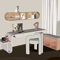 Modern Desk and Chair Set in Cozy Home Study with Lamp Books and Storage Cabinet