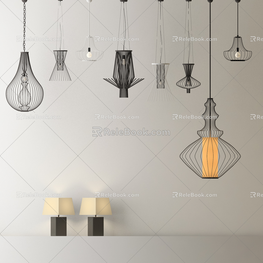 New Chinese Lamps Combination Simple Lamps 3d model