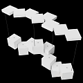 Modern Geometric White Cube Chandelier With Multiple Hanging Design Elements 3d model