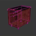 Red Storage Cart with Black Top and Metal Handle on Wheels Industrial Design