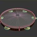 Circular Silver Cymbal Percussion Instrument With Metal Rings And Brass Border
