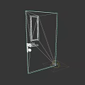 White Swing Door With Glass Panel Door Handle And Lock For Interior Design