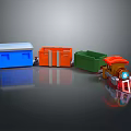 Colorful Toy Train With Blue Orange Green Cars And Brown Red Decorated Head