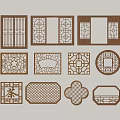 Chinese-style openwork window openwork window grilles pane retro window 3d model