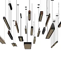 Modern Pendant Lights With Various Geometric Shapes Hanging In Interior Space 3d model