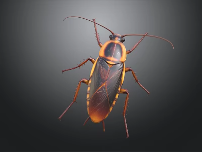 Detailed Reptile With Brown And Black Body Long Antennae And Legs On Dark Background 3d model