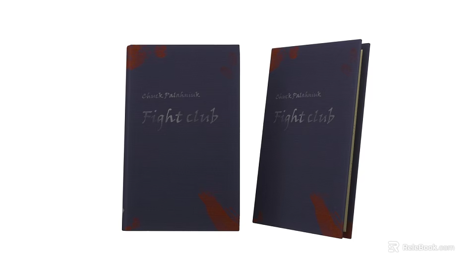 Dark Blue Notebook With Fight Club Text And Red Accents On Cover 3d model 
