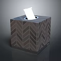 Square Chevron Pattern Tissue Box With Exposed White Tissue Paper