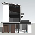 Modern Detached Villa Exterior Featuring Unique Architectural Design And Large Glass Windows