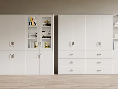 Modern White Bookcase With Open Shelves Books Decor Cabinet Doors And Drawers 3d model
