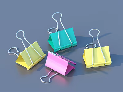 Colorful Paper Folders With Metal Paper Clips In Various Bright Colors 3d model
