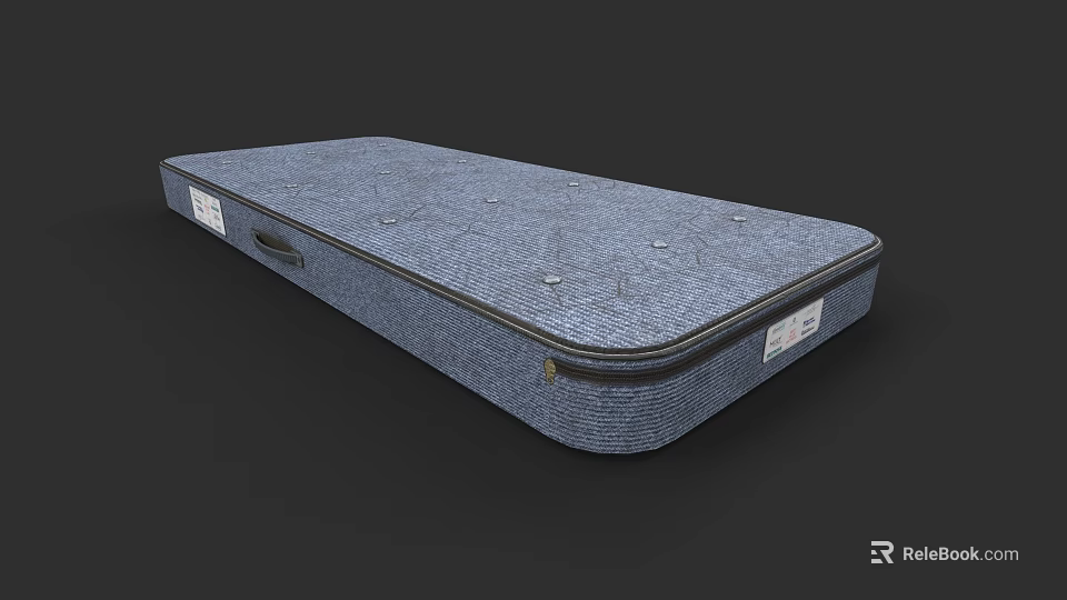 Modern Comfortable Blue Mattress With Stitched Design Button Tufting And Zippered Edge 3d model 
