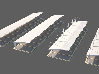 Various Outdoor Canopy Designs with Metal Frames White Fabric Covers for Parking and Patio 3d model
