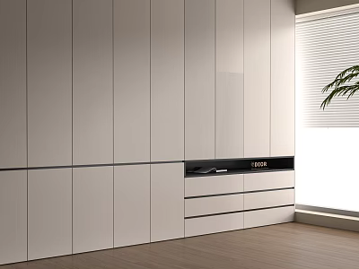 Modern Wardrobe Interior Design With White Finish Drawers And Storage Solutions 3d model