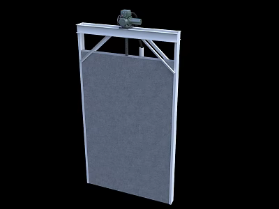Industrial Sliding Gate With Metal Frame Gray Panel And Top Drive Mechanism 3d model