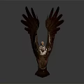 Majestic Eagle Displaying Spread Brown And White Feathers On Gray Background 3d model