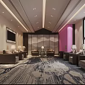 Elegant New Chinese Style Hotel Public Lounge With Comfortable Sofas And Artistic Landscape Decor