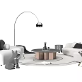 Modern Stylish Sofa And Coffee Table Set With Floor Lamp Round Rug And Decorative Pillows