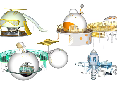 Unique Spherical Playground Equipment With Slides Platforms And Colorful Design 3d model