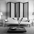 Gray Sectional Sofa Living Room With Wooden Coffee Table Green Plant And White Shade Table Lamps