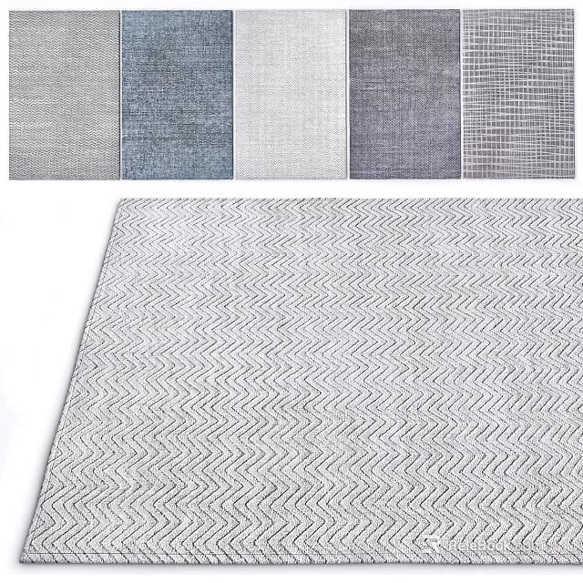 Square Rugs With Herringbone Pattern In Multiple Colors For Modern Home Decor 3d model 