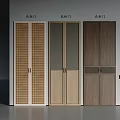 Modern Minotti Wardrobe Doors Featuring Grid Pattern Glass Panel And Wooden Designs