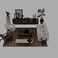 Modern Sofa and Coffee Table Set with Cozy Seating Wooden Accents and Indoor Plant Decor
