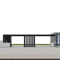 Modern Entrance Gate Design With Open Plaza Pedestrians Steel Frame And Glass Panels