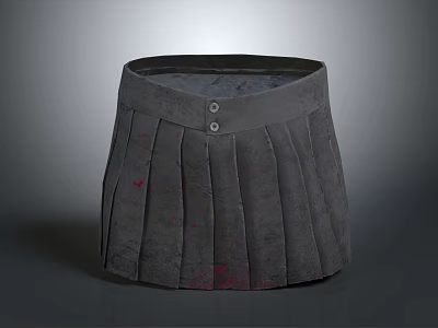 Gray Pleated Skirt With Button Closure And Folded Design For Women Outfit 3d model