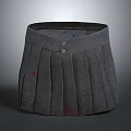 Gray Pleated Skirt With Button Closure And Folded Design For Women Outfit