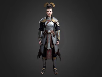 Chinese female soldiers, female generals, soldiers 3d model