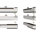 Modern Reception Desk Designs With White Brown Finish And Potted Plant Decor