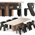 Modern Wooden Dining Table Set With Sleek Black Chairs And Natural Wood Finish
