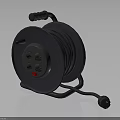 Gray Cable Reel With Coiled Cable Plug And Socket For Home Use