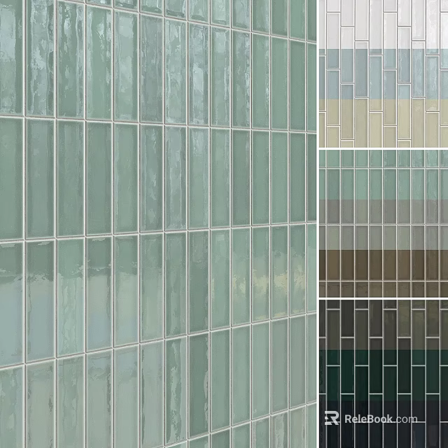 Glass Tiles Wall Design With Various Color Samples And Smooth Surface 3d model