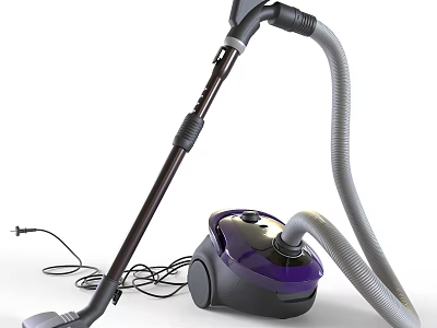 Purple And Gray Vacuum Cleaner With Long Hose Handle And Power Cord For Home Cleaning 3d model