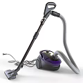 Purple And Gray Vacuum Cleaner With Long Hose Handle And Power Cord For Home Cleaning