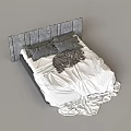 Modern Double Bed With Grey Textured Headboard Grey Pillows And White Bedding