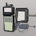 Vintage Military Weapon Communication Device With Black Body Green Screen And Antenna