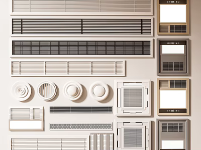Air Conditioner Vents With Various Designs Styles And Color Options For Home Interiors 3d model