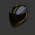 Modern Black and Gold Helmet With Glossy Sleek Design For Protective Gear