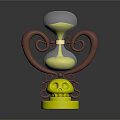Decorative Hourglass With Brown Swirled Stand And White Skull On Black Base