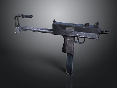 Vintage Submachine Gun with Metal Construction Magazine and Barrel Design 3d model